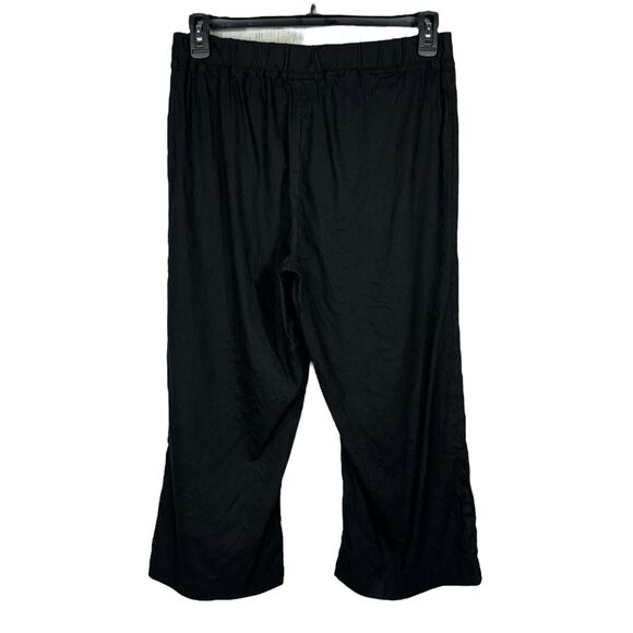 Calvin Klein Medium Straight Capri Pants Linen Blend Stretch Elastic Waist Black - Picture 3 of 8